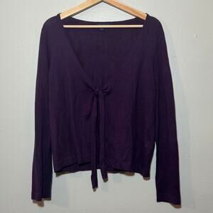 Women's Size 16 Purple Boden Tie Open Front Dark Purple Cardigan Sweater Soft